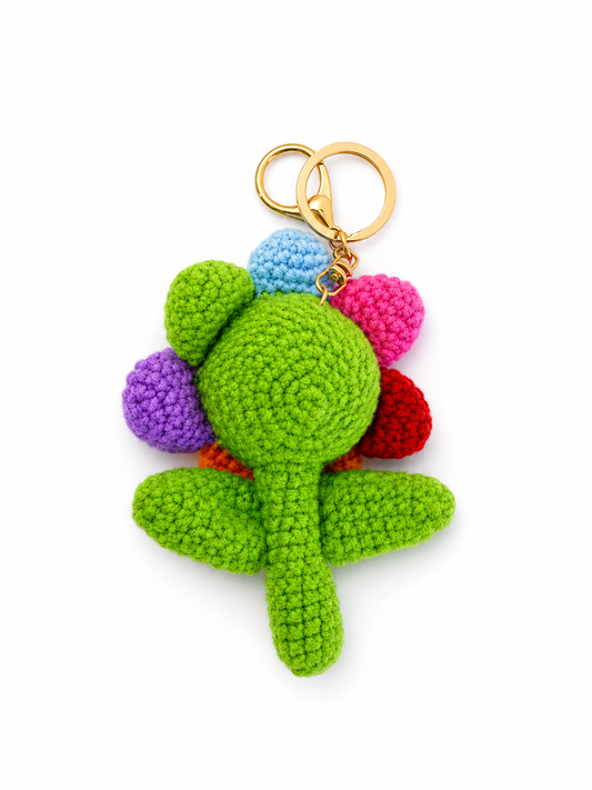 Rainbow Flower Crochet Keychain
