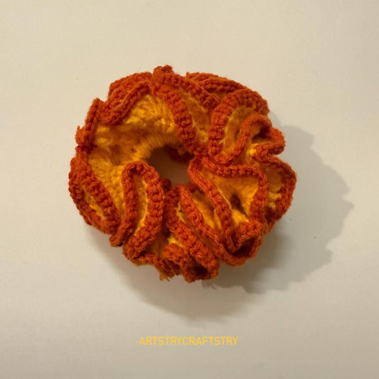 Orange Bloom Crochet Scrunchie