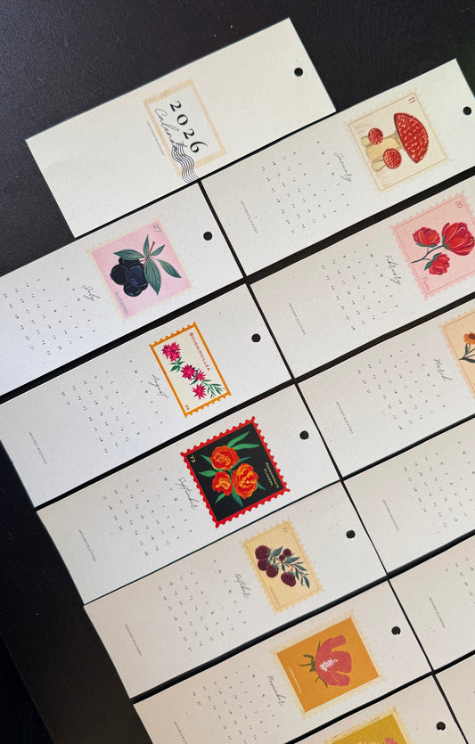 Stamp Bookmark Calendar 2026