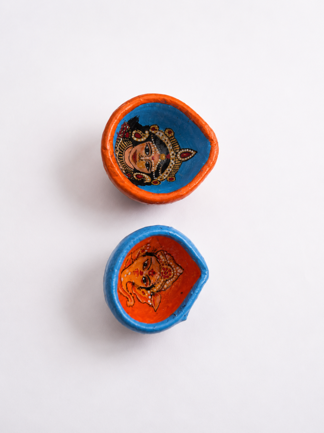 Ganesh & Lakshmi Clay Diyas (Set of 2)