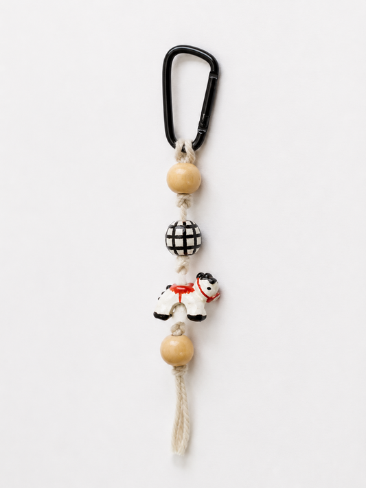 Black & Red Pony Clay Keychain