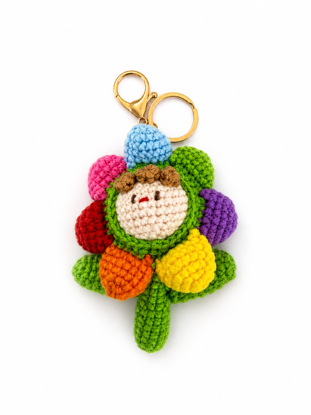 Rainbow Flower Crochet Keychain