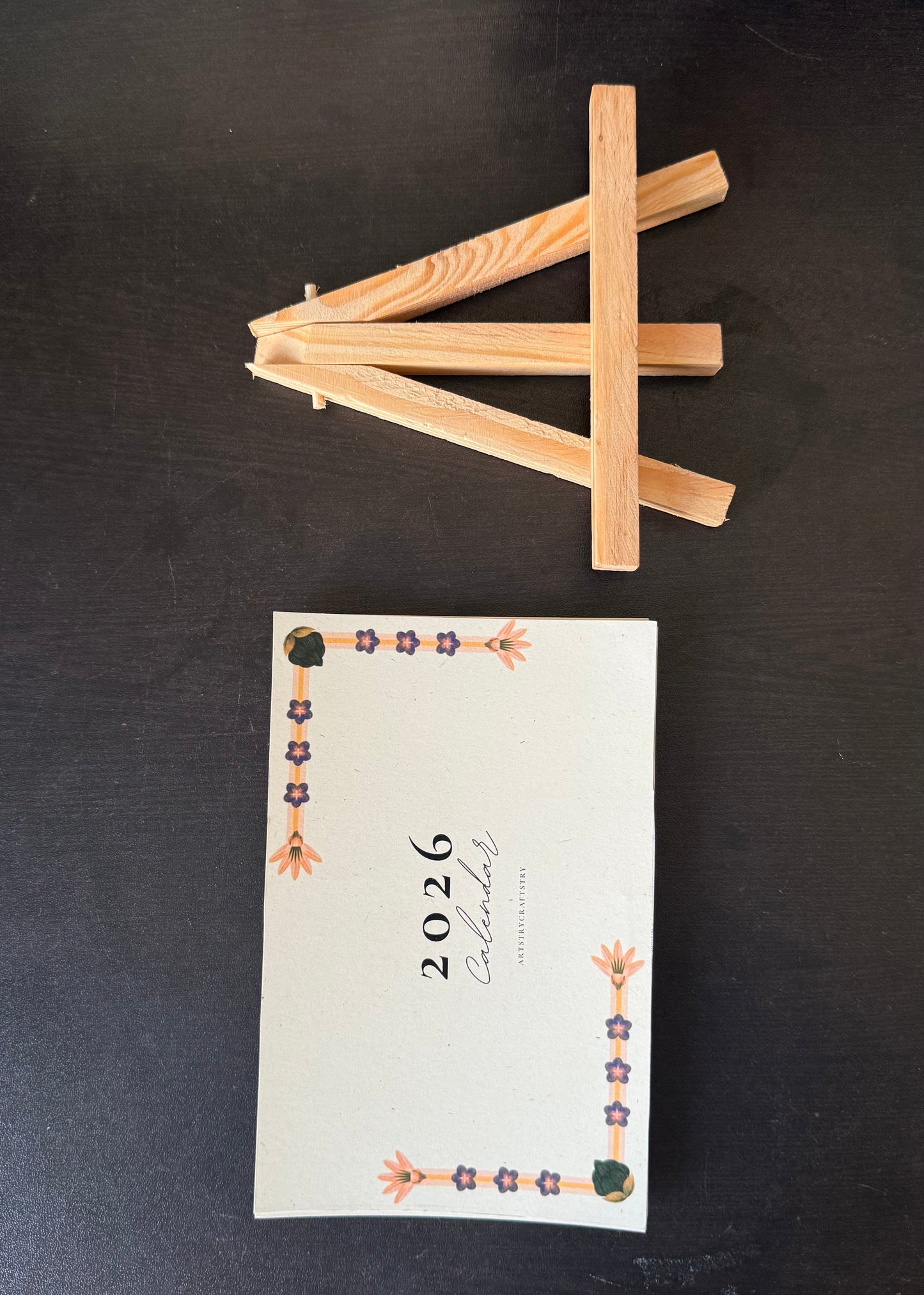 Indian Print Desk Calendar with Mini Easel Stand
