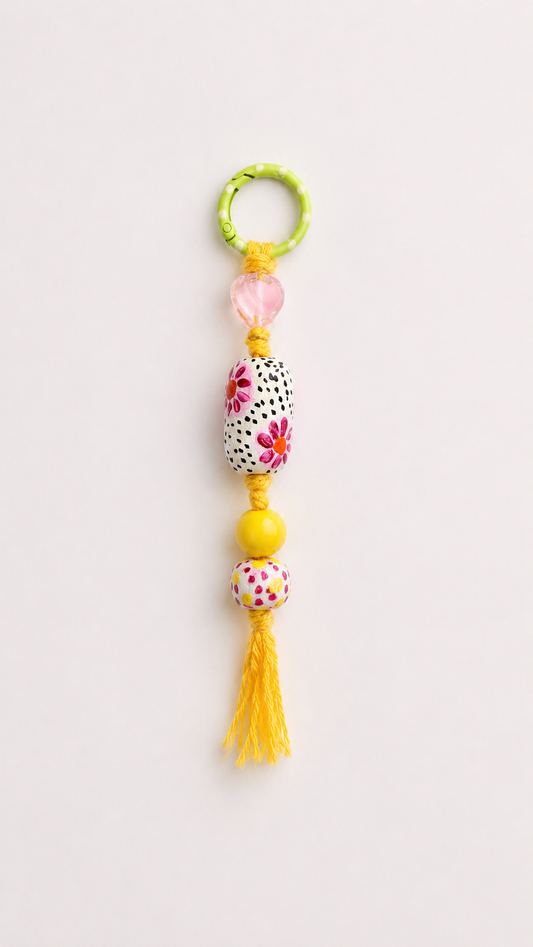 Floral Yellow Clay Keychain