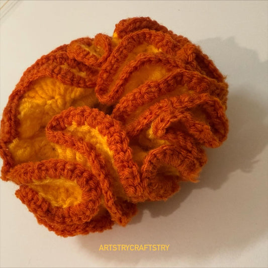 Orange Bloom Crochet Scrunchie